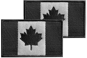 2PCS Black Canada Flag Embroidered Patches,Durable Canadian Banner Tag,Hook Back Badge For DIY Applique Clothes Accessories