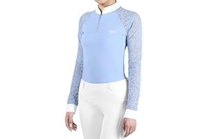Harrison Howard Women's Slim Fit Long Sleeve Equestrian Show Shirt with Lace Sleeves Elegant Female Lace Top