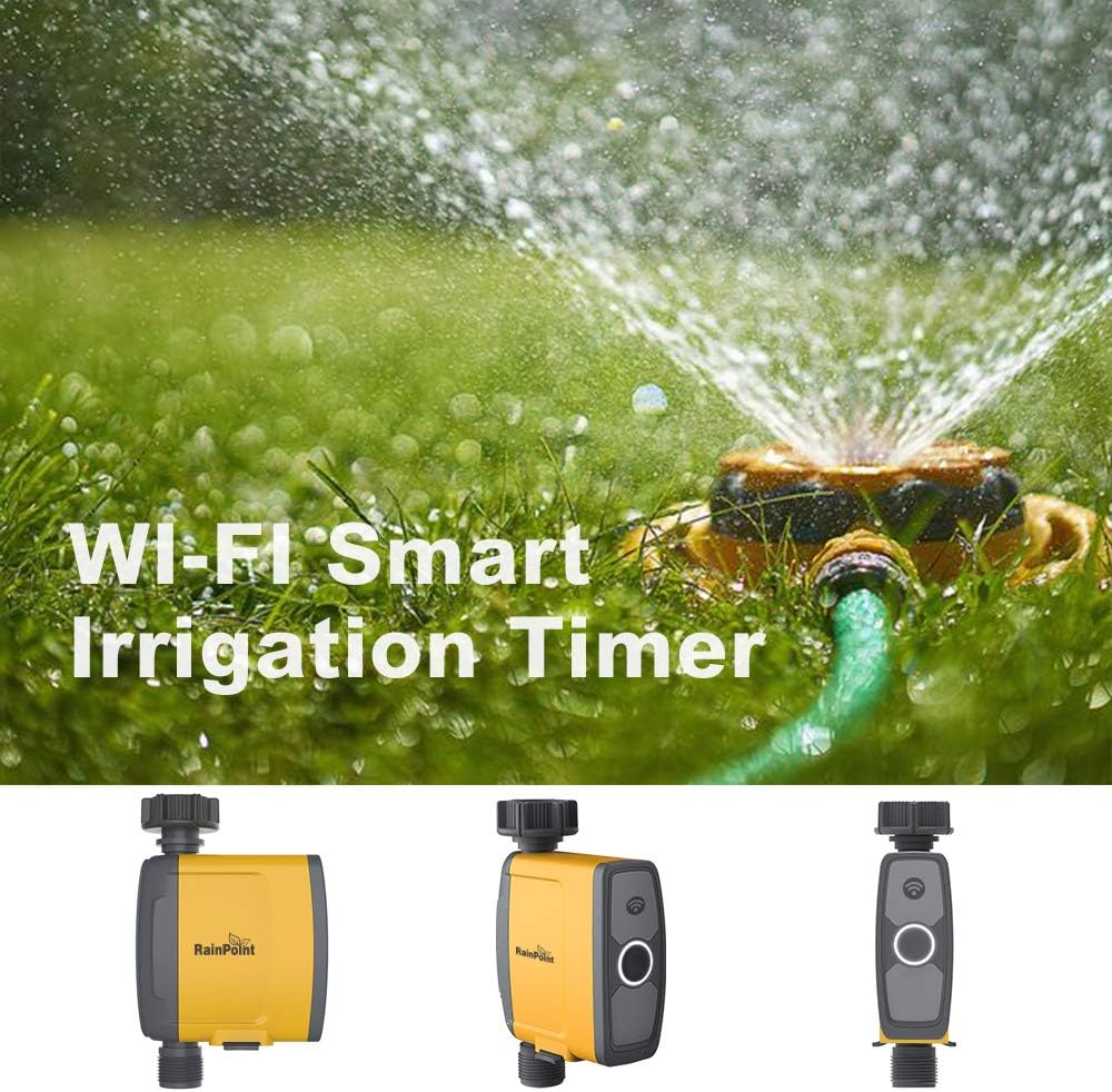 RAINPOINT Smart Watering Timer, Digital Sprinkler Timer with WiFi Hub, Remote Control Programmable Hose Faucet Water Timer Irrigation System Controller with Water Flow Meter, for Outdoor Yard, Garden : Garden & Outdoor