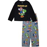 Nintendo Boys' 2-piece Loose-fit Pajama Set, Matching Long-Sleeve Pajamas | Comfortable Sleepwear, Soft &amp; Cute Nightwear for Kids