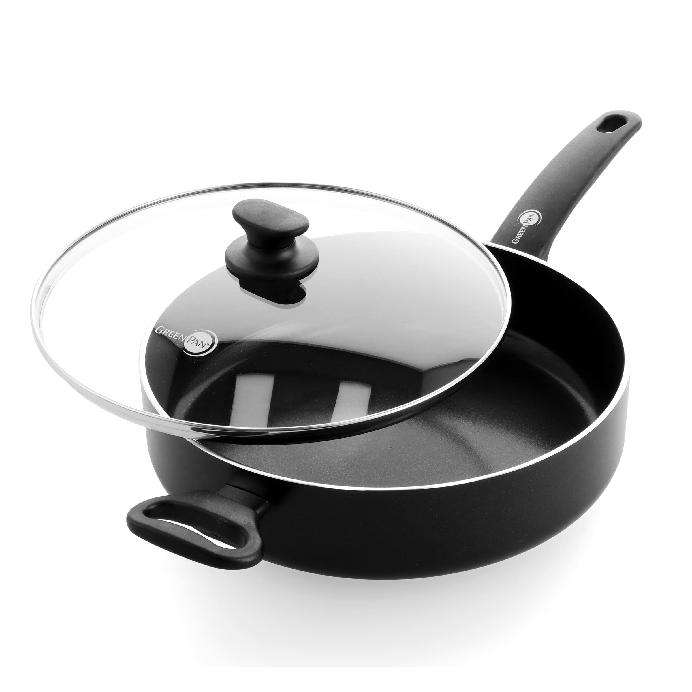 GreenPan Cambridge Non-Stick 28 cm/4.2 Litre Sauté Pan, PFAS Free, Black