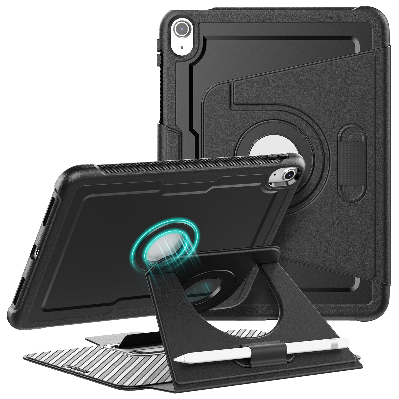 Photo 1 of KAIJIAbox Case for iPad (A16) 11th Generation 11 Inch 2025, iPad 10th Generation 10.9 Inch 2022, 360 Degree Rotating Protective Magnetic Stand Cover with Pencil Holder, Black