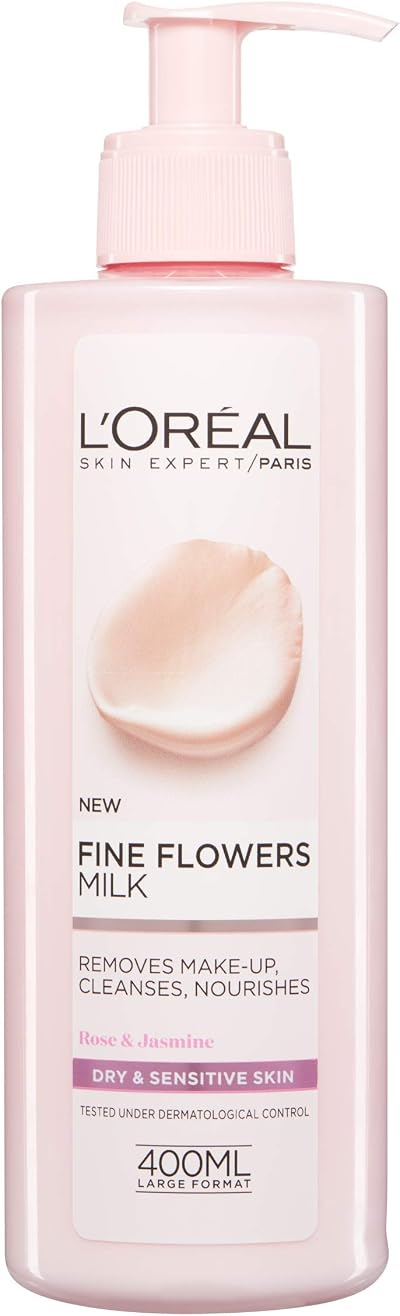 L'Oreal Paris Fine Flowers Cleansing Milk 400 ml Make-Up Remover Dry Sensitive