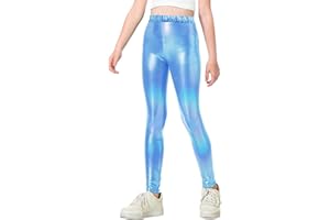 Gnainach Girls Metallic Leggings Stretch Comfort Shiny Mystique Dance Pants for Toddler Kids Teen Yoga Party Workout