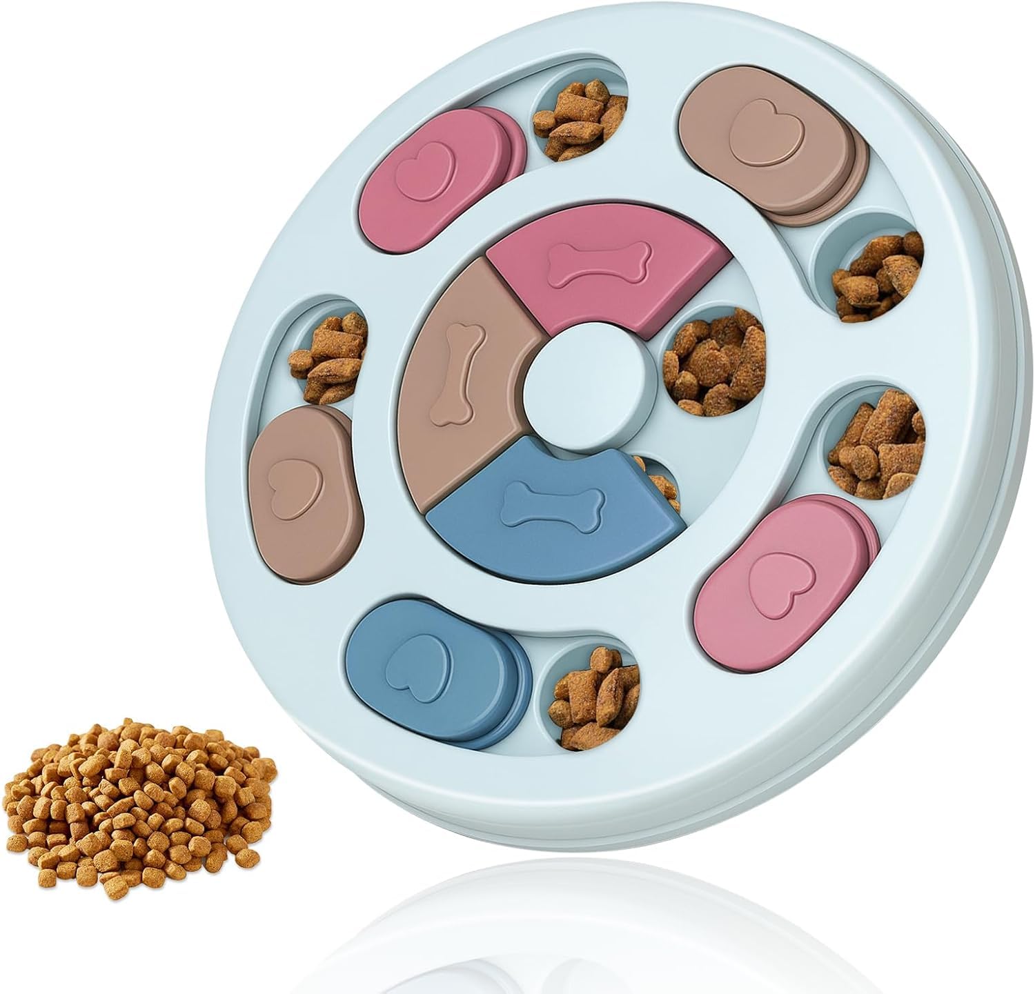 Dog Puzzle Slow Feeder Toy,Puppy Treat Dispenser Slow Feeder Bowl Whelp Toy,Dog Brain Games Dish with Non-Slip, Improve IQ Puzzle Bowl for Puppy