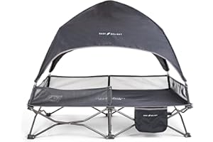 Baby Delight Go with Me Bungalow Deluxe Portable Cot | Toddler Travel Bed | Indoor and Outdoor | Sun Canopy | Grey