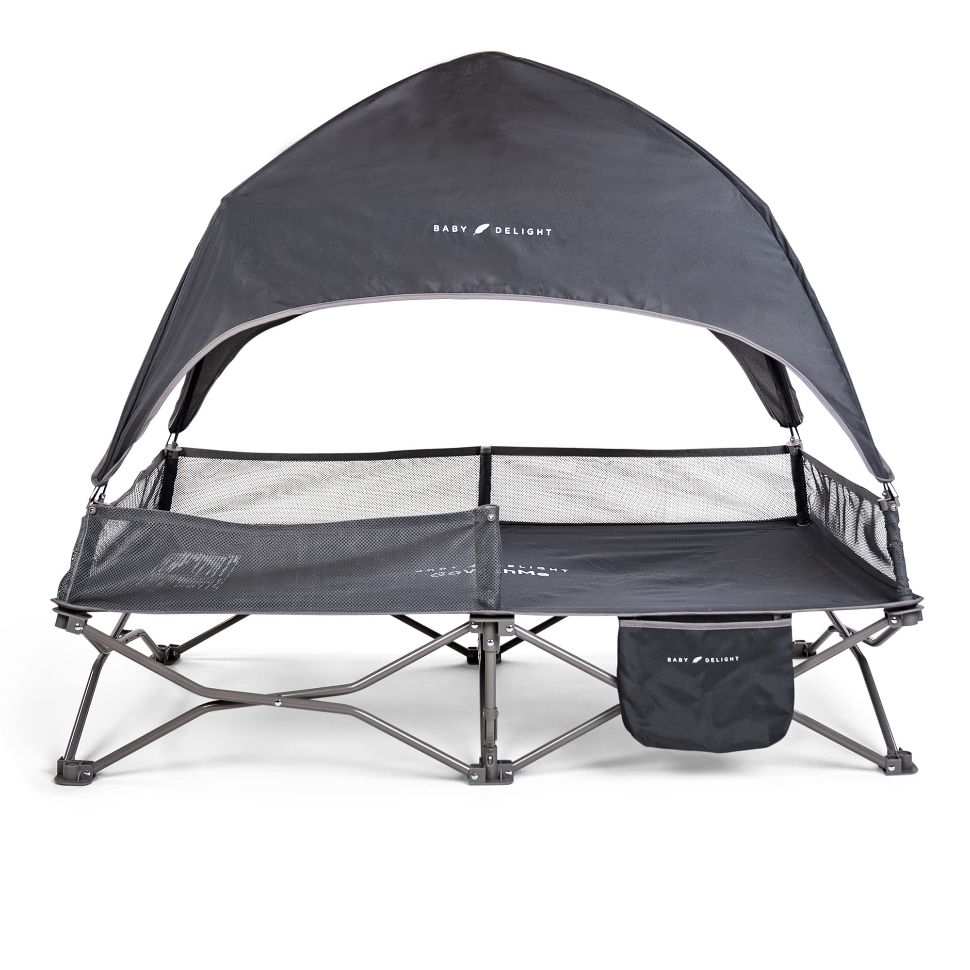Photo 1 of Baby Delight Go with Me Bungalow Deluxe Portable Cot | Toddler Travel Bed | Indoor and Outdoor | Sun Canopy | Grey