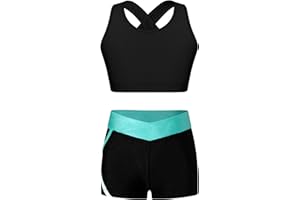 Yhong Kids Girls Athletic Crop Tank Top and Shorts Set 2 Pieces Gym Workout Outfits Dance Sports Set