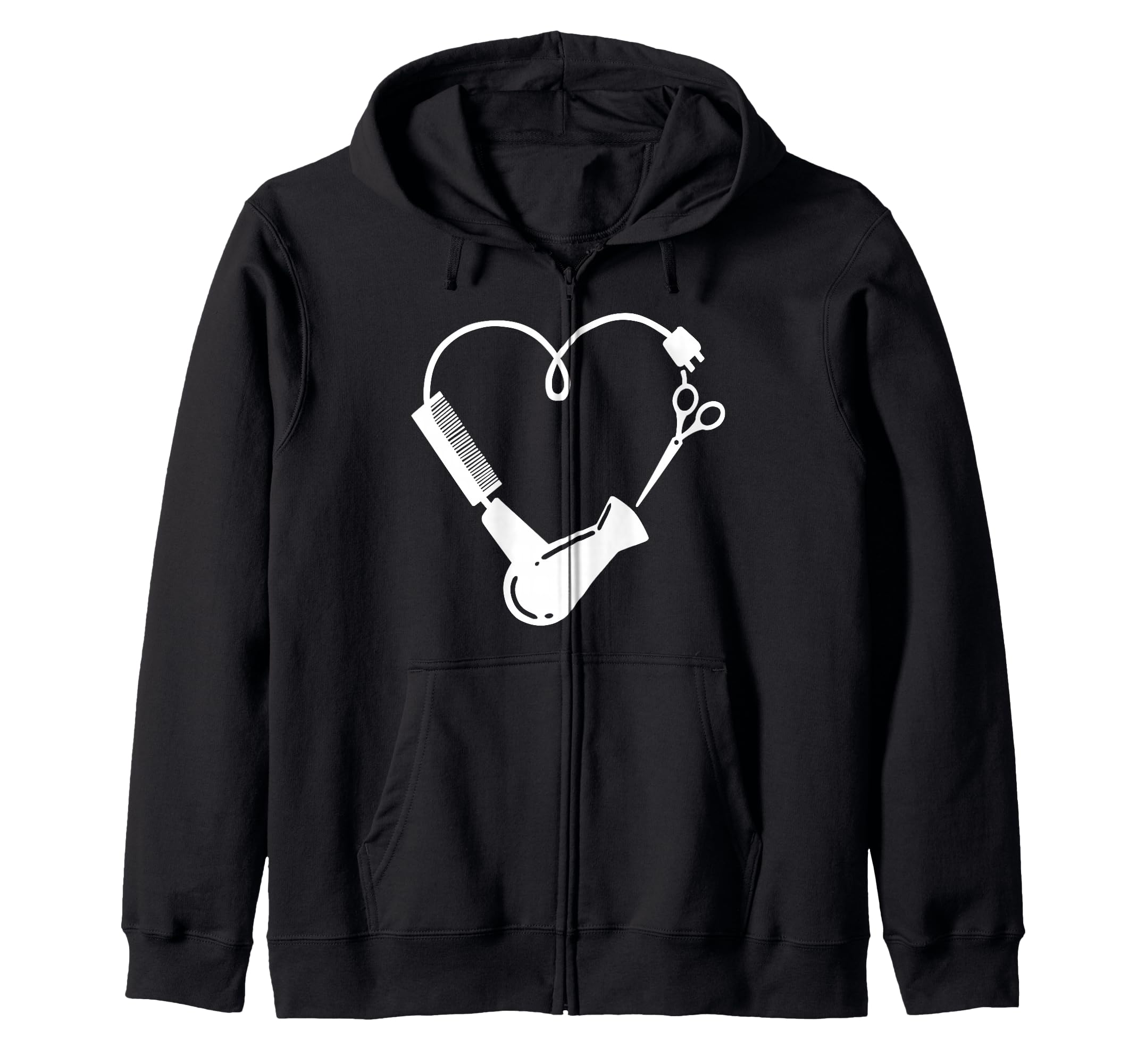 Fun Hairdresser Heart Barber Hair Stylist Haircut Zip Hoodie