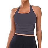 BMJL Womens Halter Built in Bra Workout Sports Tank Tops Buttery Longline Stappy Gym Crop Tops