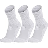 AnsrJ Basketball socks for Men or Women,Athletic Cushion Crew Socks with Arch Compression 3-Pack