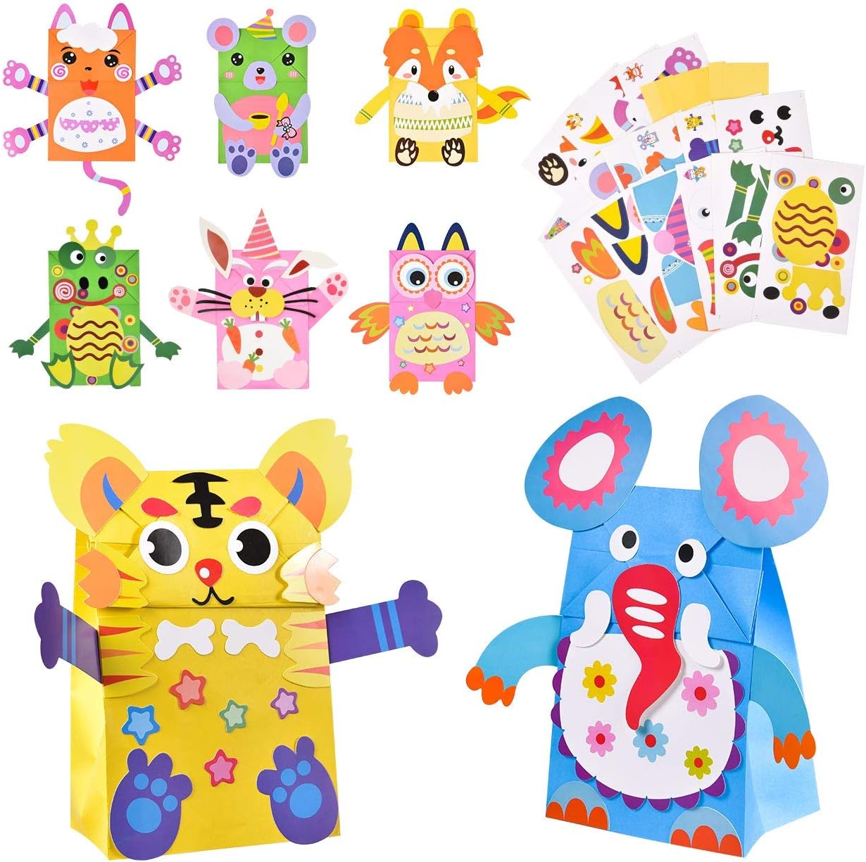 Pajaver DIY Paper Hand Puppet Making Kits, 8 Pcs Animal Hand Puppets