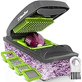 MuellerLiving 4-Blade Onion Chopper, Vegetable Chopper, Grape Cutter, Egg and Cheese Slicer with Container