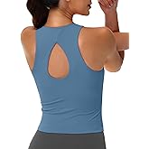 MAGCOMSEN Women's Workout Tank Tops with Built in Bra Athletic Racerback Support Tanks Padded Fitted Yoga Crop Gym Activewear