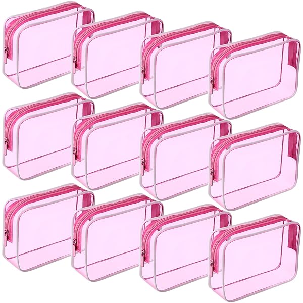 Tanlade 18 Piezas Bolsa De Aseo Translúcida A Granel Pequeña Bolsa De Maquillaje Impermeable Portátil Bolsa De Cosméticos Juego De Viaje Bolsa De Maquillaje Organizador Para Accesorios, Rosado