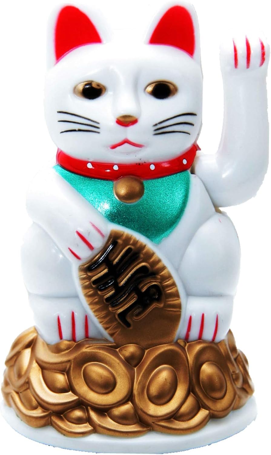 4.25" (11cm) CHINESE LUCKY FORTUNE WAVING CAT WHITE (45C) Amazon.co.uk Kitchen & Home