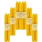 Lacaser Beeswax Tapered Candles Yellow 12pcs, 6 Pairs Unscented candlesticks Set, 9" Long, Natural Beeswax Sheet Handrolled, Burning Time 4 Hours, for Dinner Table Decoration