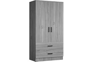 Woodpeckers Furniture And Mattress 2-Door Closet with 2-Drawers (Grey)