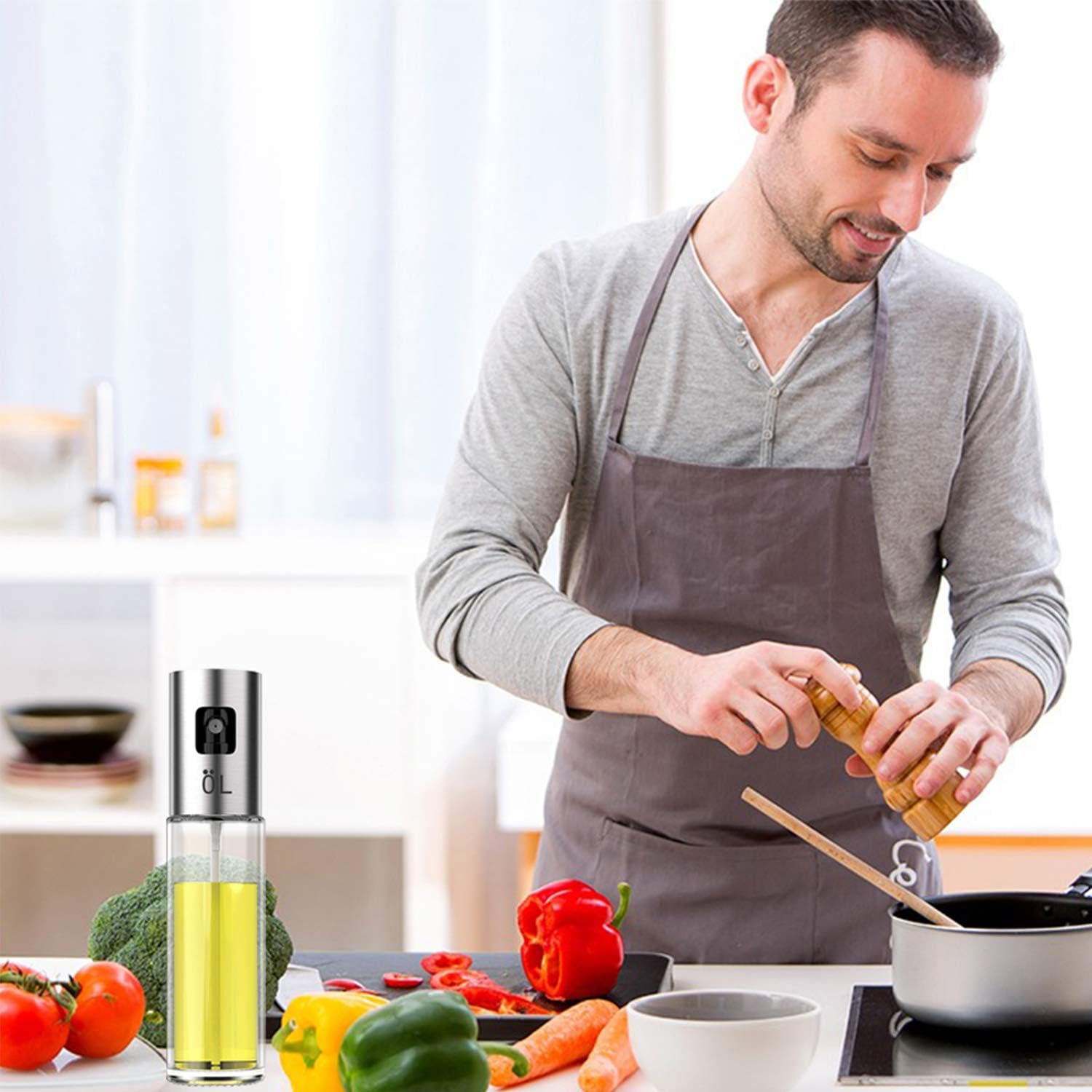 LAO XUE Olive Oil Sprayer Food-Grade Glass Bottle Gispenser For Cooking, BBQ, Salad, Kitchen Baking, Roasting, Frying: Kitchen & Dining