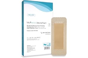 MedVanceTM Silicone - Bordered Silicone Adhesive Foam Dressing, 5 cm x 12.5 cm (3 cm x 8.5 cm pad) Box of 5 dressings