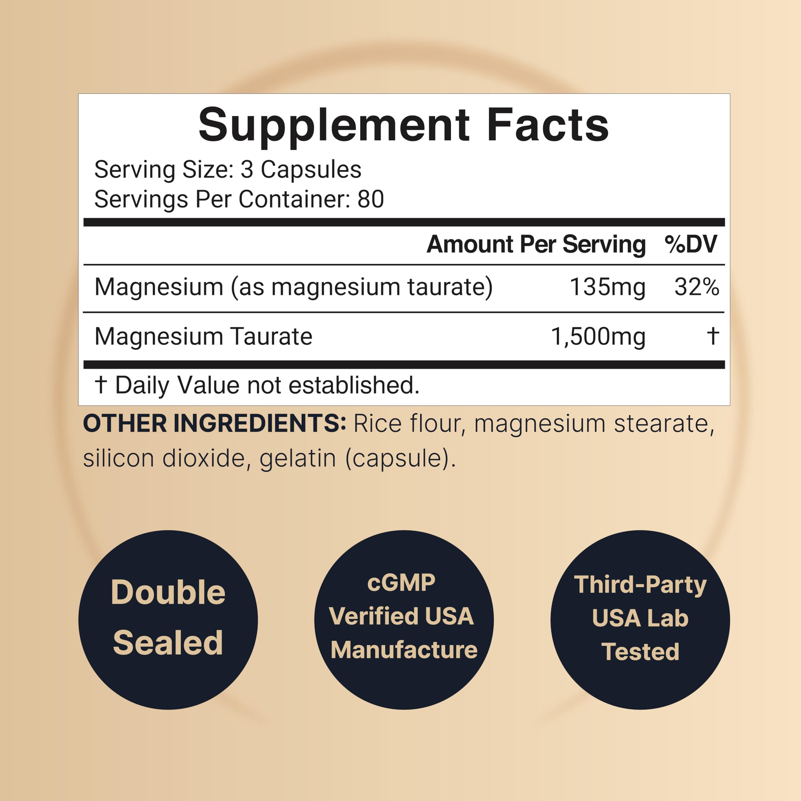 NatureBell Magnesium Taurate 1,500mg, 240 Capsules | Chelated for High Absorption | Heart & Nervous System Support | Non-GMO, Gluten-Free