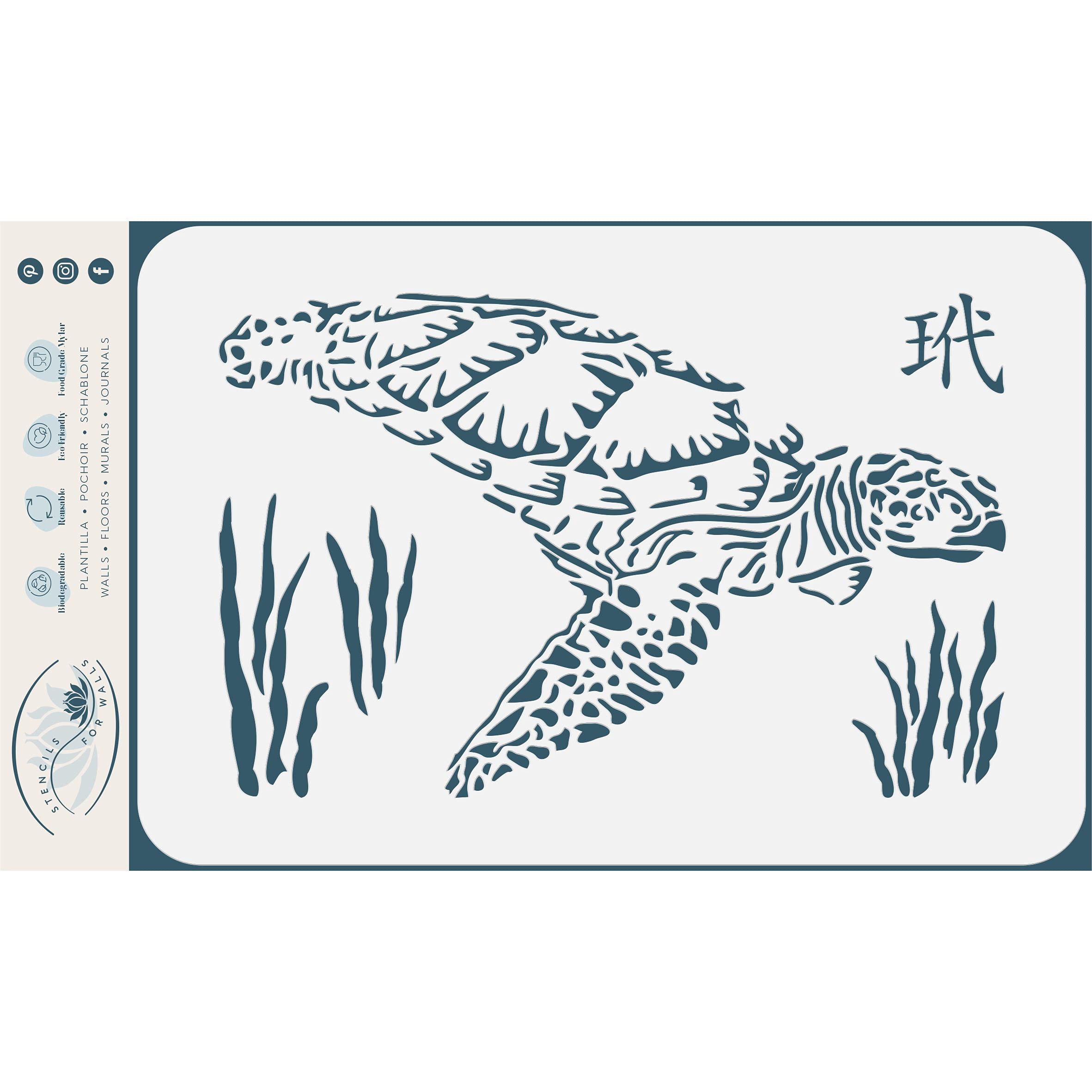 Hawkbill Turtle Stencil, 17.7 x 11.4 cm (M) - Endangered Sea Ocean Seashore Reef Stencils for Painting Template