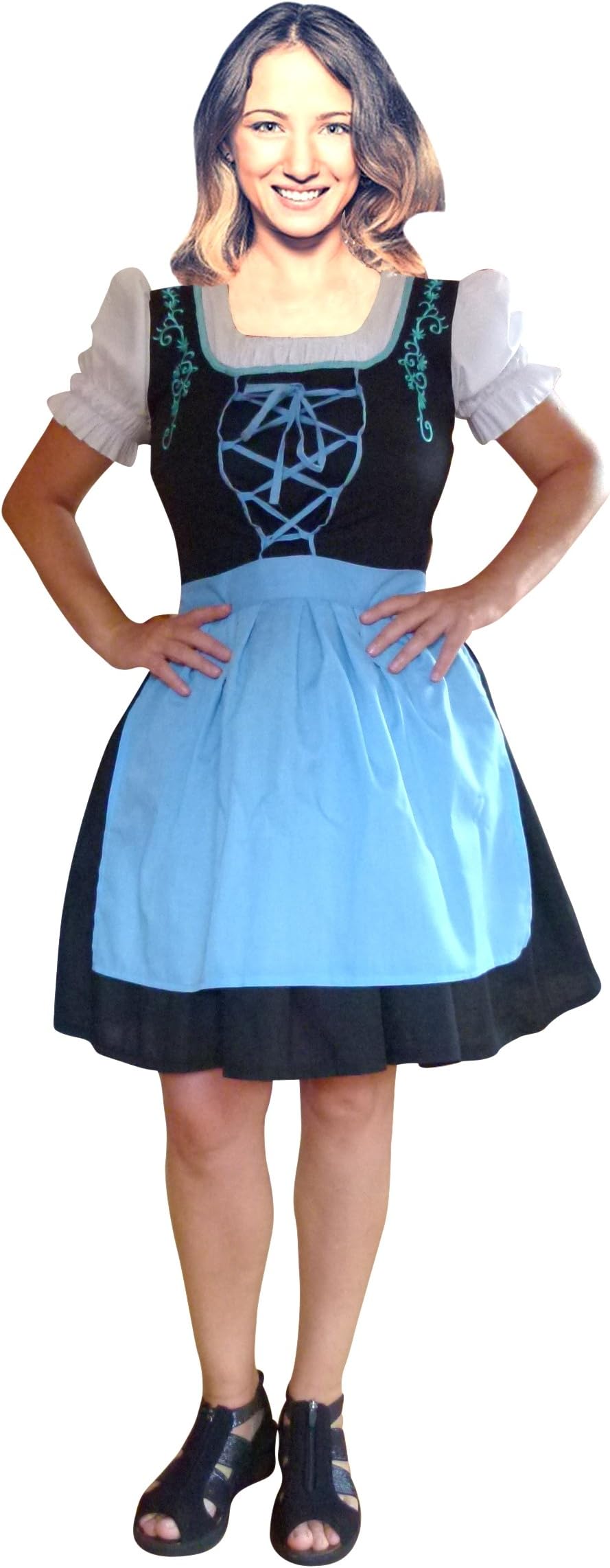 Dirndl World Women-s Di17-18, 3 Piece midi Dirndl-s Dress-ES in, drindle-s Blouse Apron, Sizes 4-22