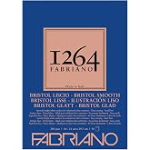 Honsell 19100654 Fabriano Bristol Pad 1264, 4 Glued, 200 g/m&sup2;, DIN A4, 50 Sheets of White, Extra Smooth Paper, Acid Free, Ideal for All Drying Techniques and Light Wet Techniques