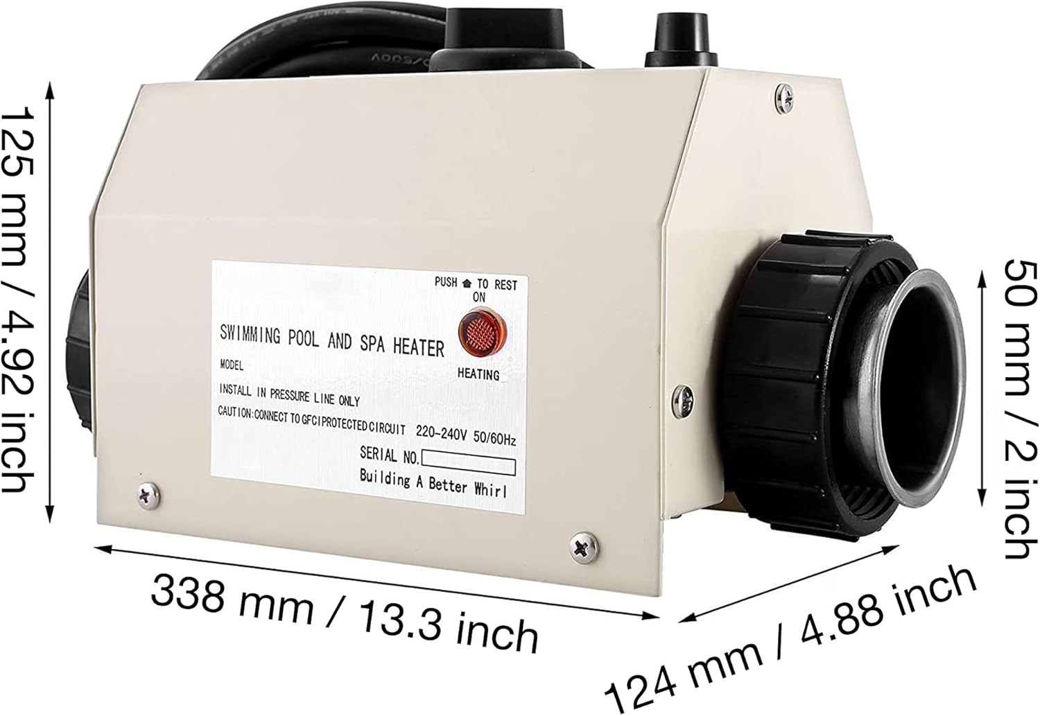 TGHY Electric Tankless Water Heater 2kW 3kW Swimming Pool Thermostat 220V SPA Water Bath Heater for Above Ground Inground Pool Hot Tub Thermostat for Max 528 Gallon Swimming Pool,2kw: Sports & Outdoors