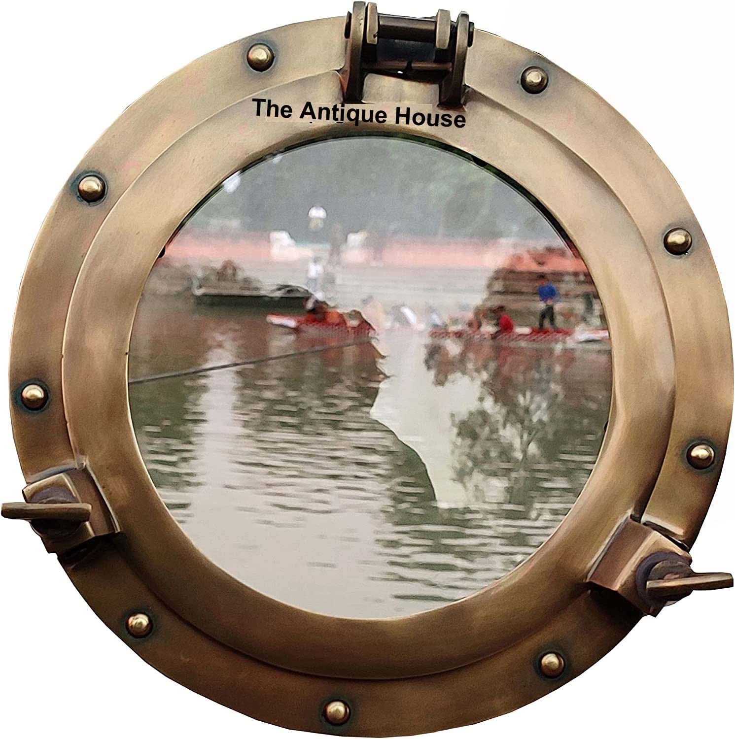 Nautical Antique Transparent Porthole 15 Inches Round Window Clear Glass Nautical Window Ship Porthole Gift
