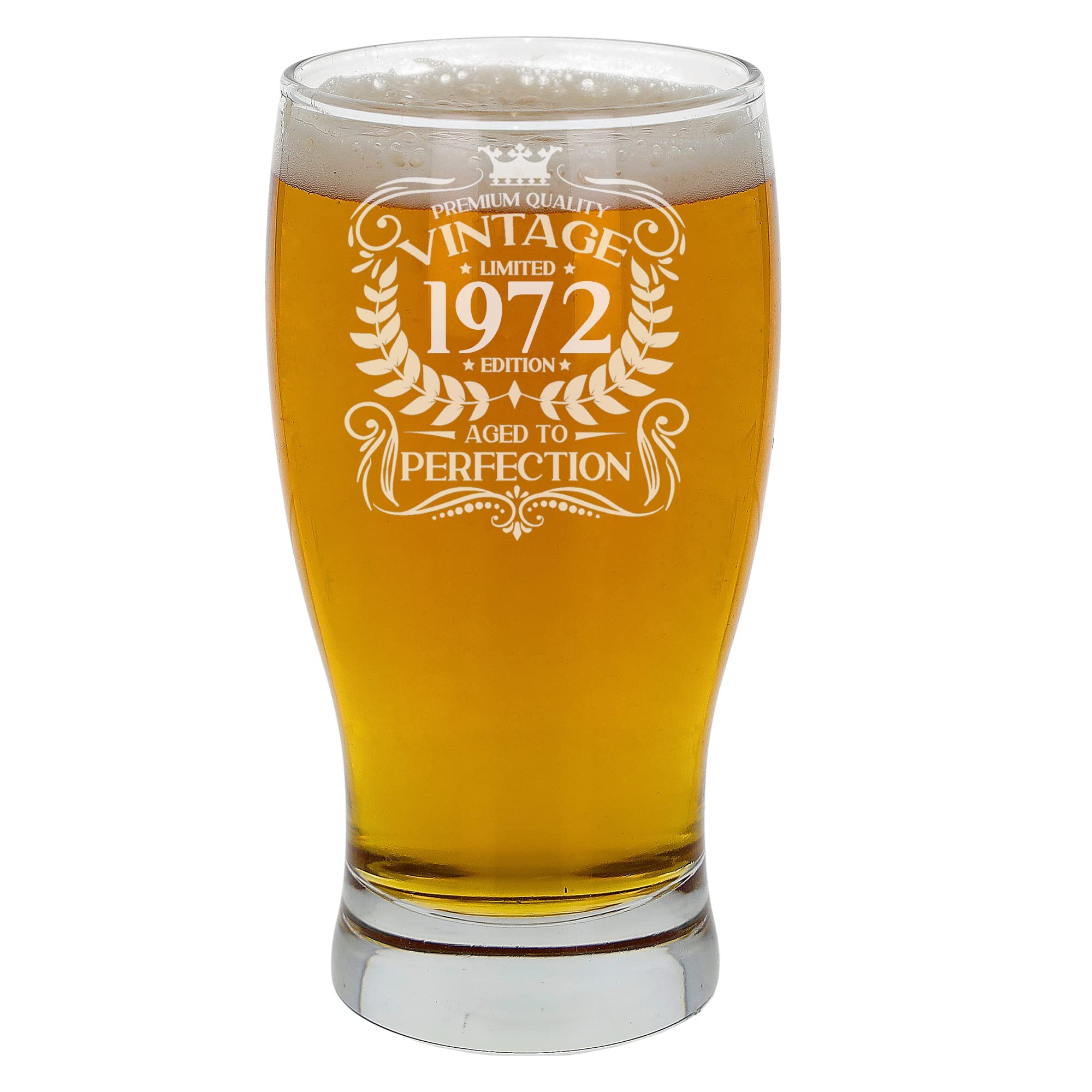 Always Looking Good 54th Birthday Gift for Men Vintage 1972 Aged to Perfection Engraved Pint Beer Glass Present for 54 Year Old Etched Cider Lager Beer Tulip Pint Glasses