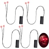 4 Pack Halloween LED Glowing Eyes, Light-Up Skeleton Eyes for Props, Red | Battery operated; 24 in flexible wires, steady or flashing modes, individual switches for skulls, masks and DIY props