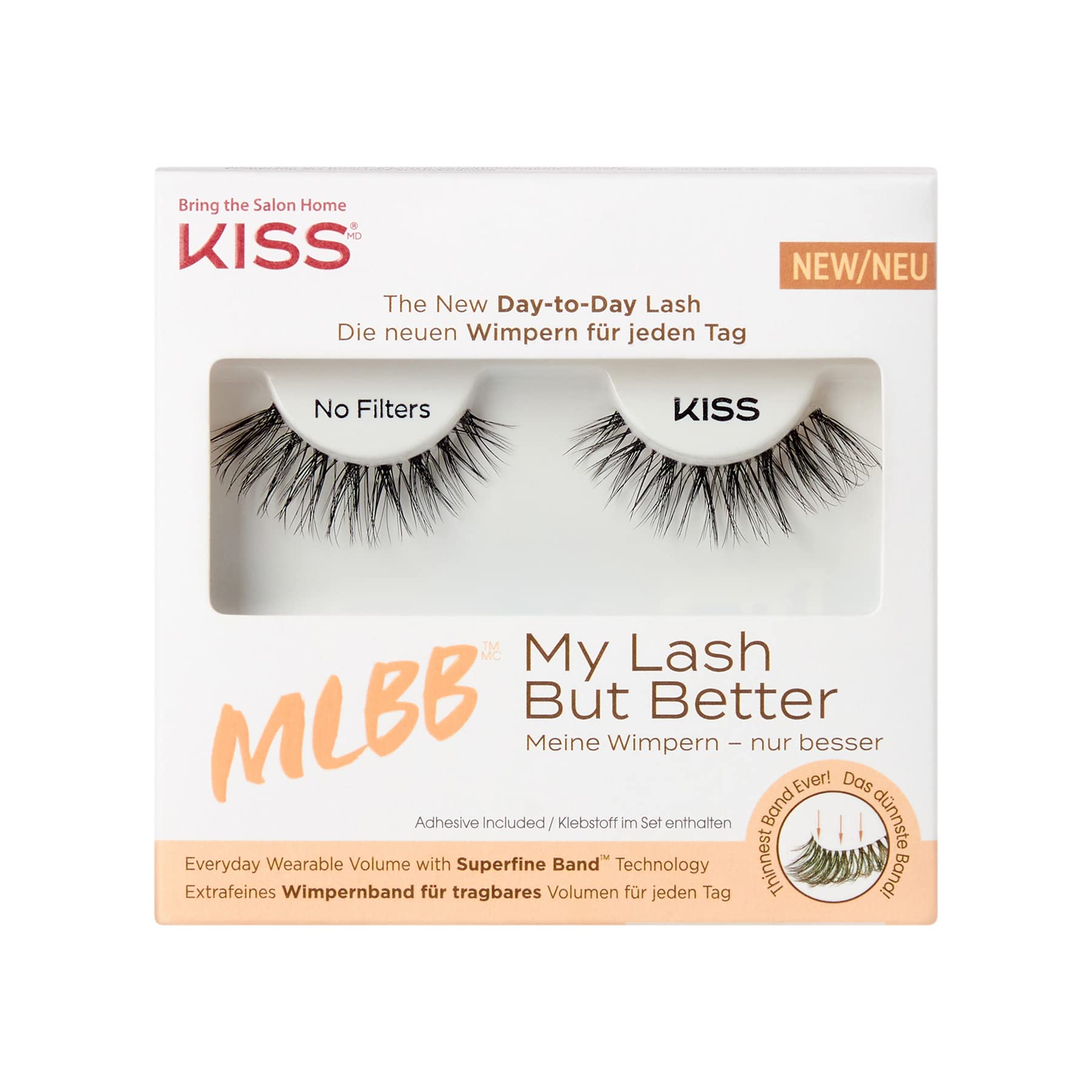 Photo 1 of KISS MLBB My Lash But Better False Eyelashes, Everyday Wearable Volume with Superfine Band Technology, Easy To Apply, Reusable, Cruelty-Free, Contact Lens Friendly, Style 'No Filters' (Pack of 1)