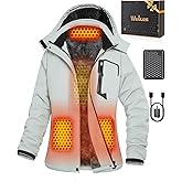 Wulcea Graphene Heated Jacket for Women Fur Lined with Large Capacity Battery Pack