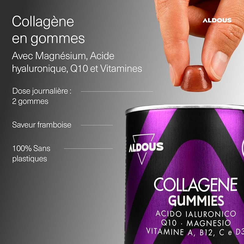 Collagene + magnesium + acide hyaluronique -120 gummies - Avec Coenzyme q10
