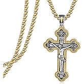 Zoxuxiwu Orthodox Cross Necklace Men 925 Sterling Silver Orthodox Cross Necklace Religious Jewelry Gifts for Men