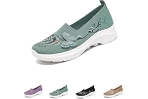 Women's Butterfly Embroidered Loafers, Breathable Knit Slip-on Walking Shoes, Lightweight Comfortable Orthopedics Wide Sneake