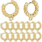 SUNNYCLUE 1 Box 24Pcs Huggie Hoop Earring Findings Leverback Hooks Bulk Real 18K Gold Plated Brass Earrings Hoop Hook with Latch Back Closure for Jewelry Making DIY Crafts Women Adults Accessories