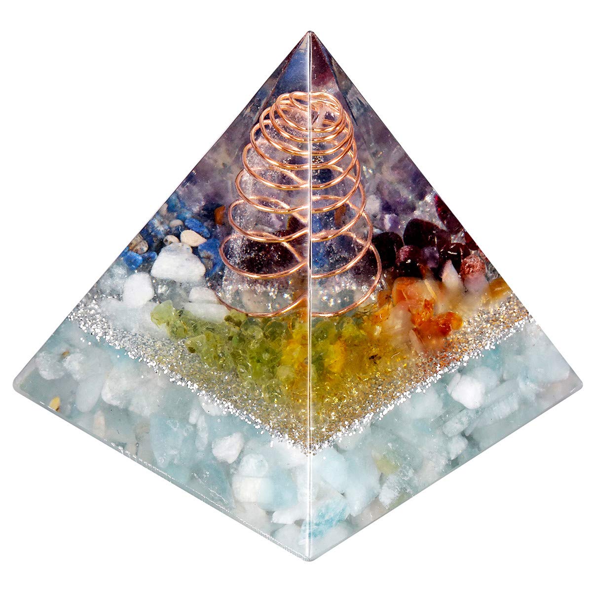 Nupuyai Aquamarine Healing Crystal Pyramid for Protection, Chakra Energy Crystal Quartz Points Decor 5cm