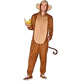 Spirit Halloween Adult Brown Monkey Union Suit | Monkey Halloween Costume |One-Piece Zip-Up Pajamas Costume for Men and Women