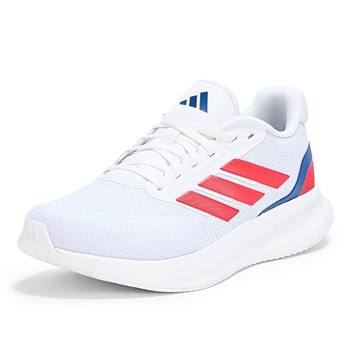adidas Men's Run Falcon 5, White/Semi Lucid Red/Black, 7.5