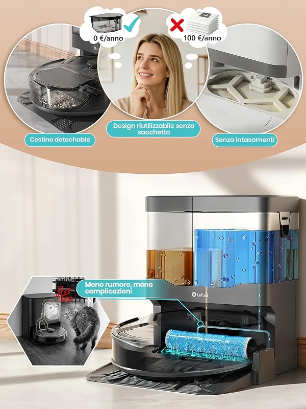 M210 PRO OMNI Robot Aspirapolvere Lavapavimenti con Rullo 20.000Pa