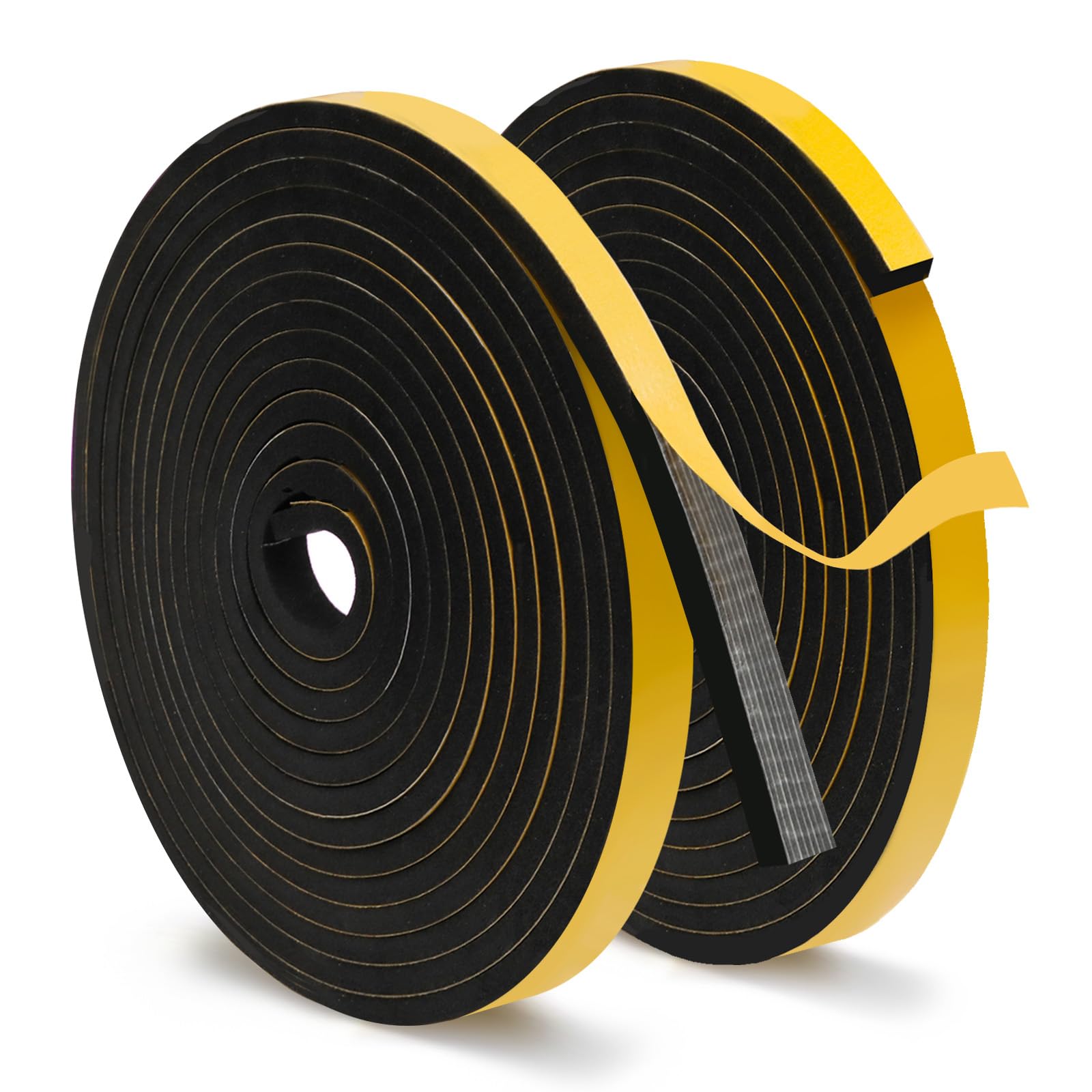 Photo 1 of QILIMA 2 Rolls Self Adhesive Foam Tape Weatherstrip Weather Stripping for Doors and Windows, Sound Proof Soundproofing Door Seal, Weatherstrip, Air Conditioning Seal Strip 1/2in W x 1/4in H x 16.5Ft L