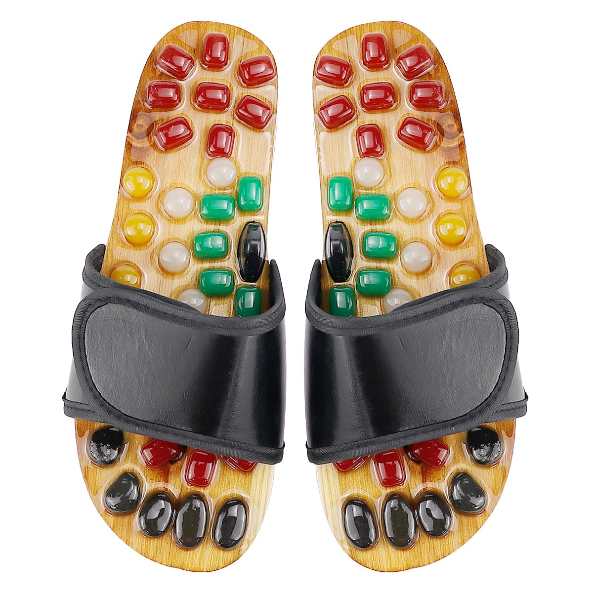 FERCAISH Jade Massage Slippers, Casual Shoes Massage Bamboo, Pebble Acupuncture Sandals, Foot Reflexology Shoes, Acupressure Men's Foot Massage for Healthcare (39-40)