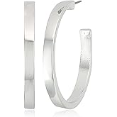 GUESS "Basic" Silver Logo Open Hoop Earrings
