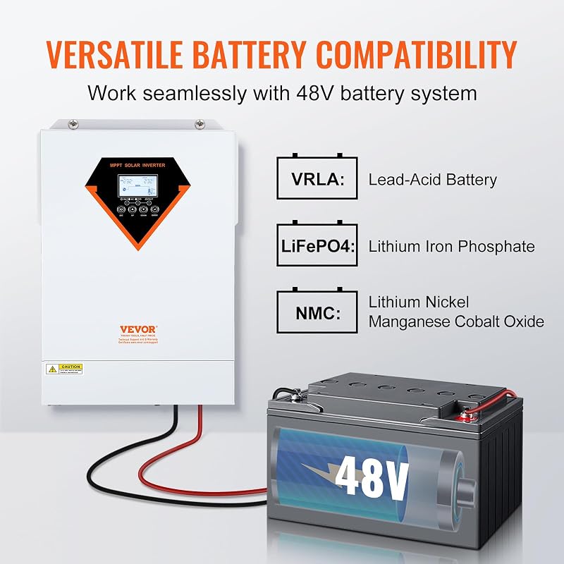 Inversor Híbrido de 5500W Inversor Solar Híbrido 230V AC Cargador Fuera de la Red de Onda Sinusoidal Pura con Controlador de Carga Solar MPPT Incorporado de 100 A, Carga Híbrida, Utilidad, Solar