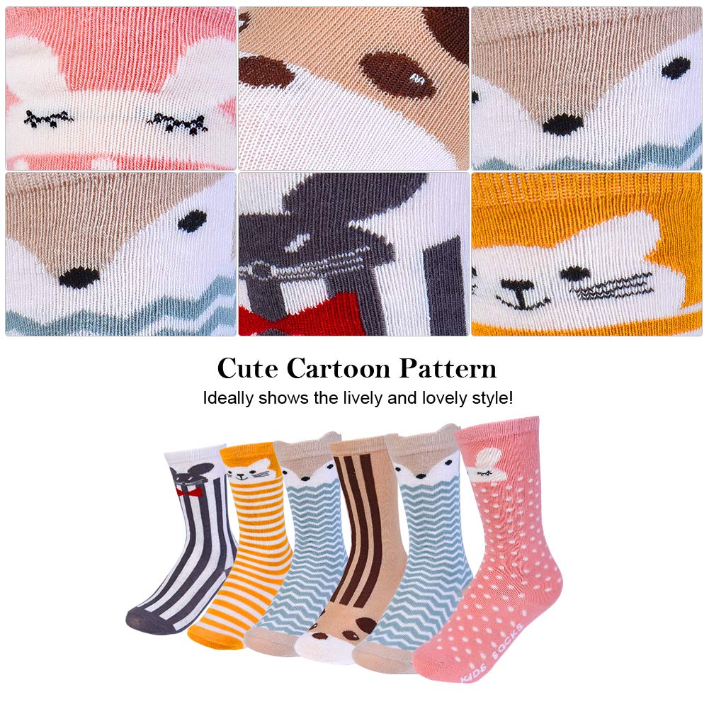 Vbiger 6 Paar Kleinkind Jungen &Mädchen Baumwolle Socken Dicken Winter Socken Kniehohe Socken Rutschfeste Strümpfe, 0-4 Jahren