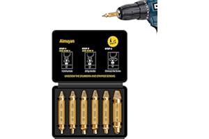 AIMUYAN Damaged Screw Extractor Set- 6 psc HSS 6542 Stripped Screw Removal Tool, Stripped Screws Nuts & Bolts Drill Bit Tools for Easy Removal of Rusty & Broken Bolt Extractor Kit, Christmas Gifts for Man