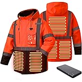 SKSAFETY Heated Jacket For Men - 3M Hi Vis Safety Parka, Class 3 High Visibility Jackets, Heated Coat For Men