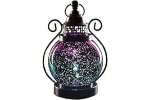 Valery Madelyn Moroccan Lanterns Decorative Indoor Color Changing, Hanging Halloween Lantern Decorations for Home Lamp Gothic Decor, Mercury Glass Sphere Globe Light, 2 Timer Modes 10.5 inch